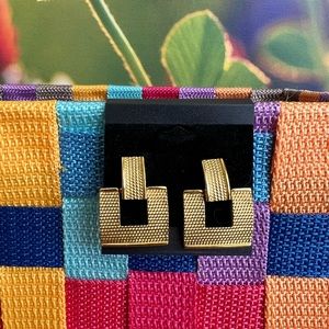 Vintage Gold Tone AK Square Earrings